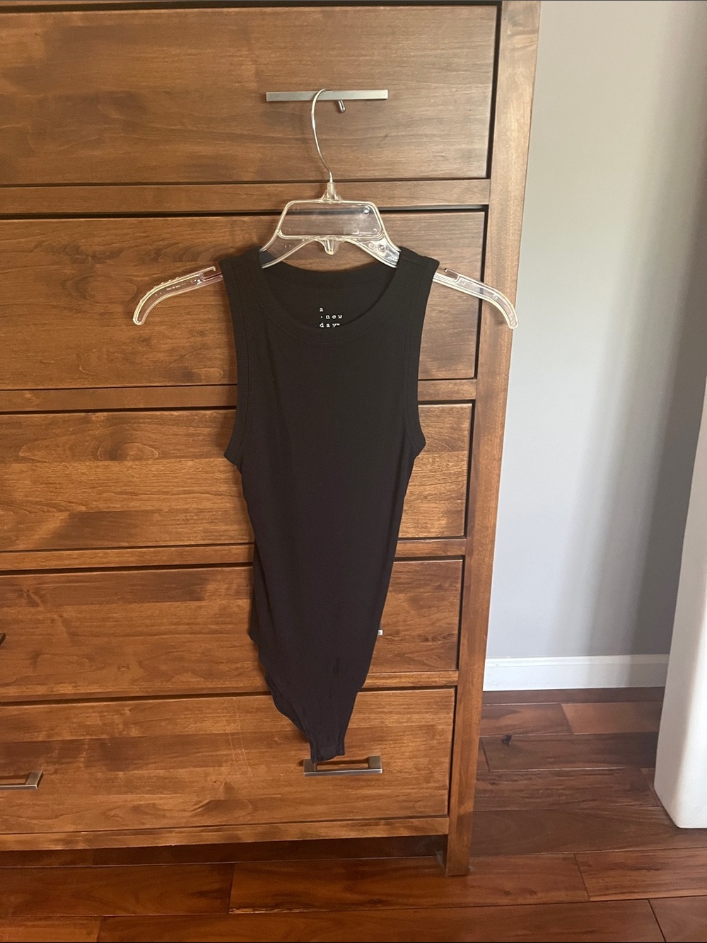 a new day Black Ribbed Crewneck Sleeveless Bodysuit
